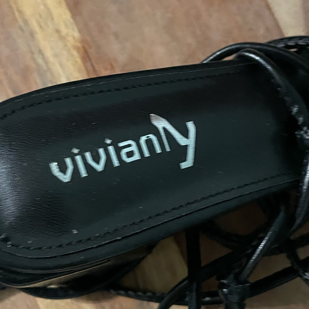 Vivianly Elegant Black Lace-Up Sandals - Picture 2 of 5